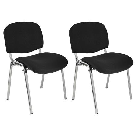 Lotto di 2 Sedie Conferenze MOBY BASE, Comode e Pratiche, Gambe Cromate, Tessuto Nero