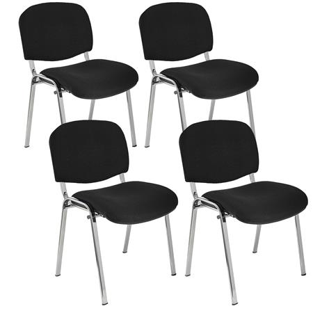 Lotto di 4 Sedie Conferenze MOBY BASE, Comode e Pratiche, Gambe Cromate, Tessuto Nero
