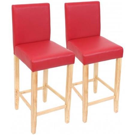 Lotto di 2 sgabelli in legno PRESTO, Resistenti, Seduta in similpelle, colore Rosso