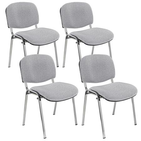 Lotto di 4 Sedie Conferenze MOBY BASE, Comode e Pratiche, Gambe Cromate, Tessuto Grigio