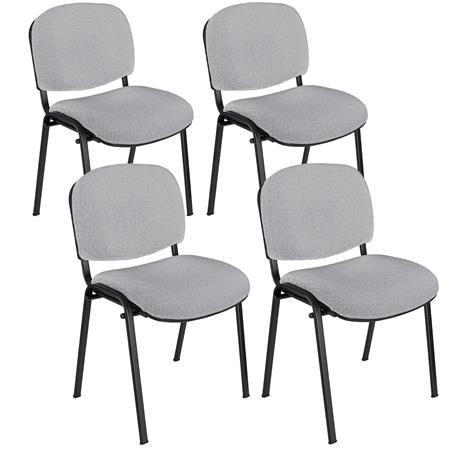 Lotto di 4 Sedie Conferenza MOBY BASE, Comoda e Pratica,Colore Grigio e Gambe Nere