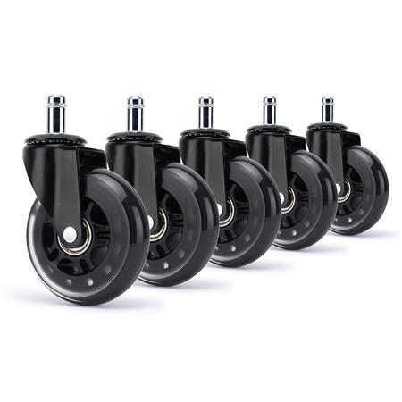 5x Ruote per Sedie da Ufficio H1, 11x50mm, Dettagli Trasparenti, Nero