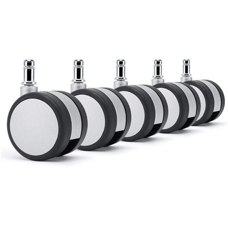 5x Ruote per Sedie da Ufficio H6, 11x50mm, Struttura Compatta, Nero e Grigio