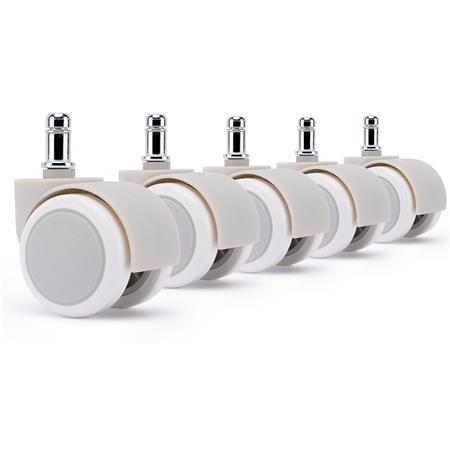 5x Ruote per Sedie da Ufficio H7, 11x50mm, Design Moderno, Bianco e Grigio
