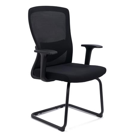 Sedia per sala d'Attesa NOTE V, Supporto Lombare, Base in Metallo, Nero