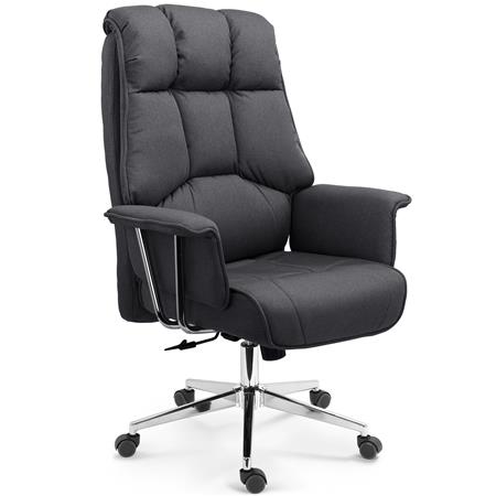 Poltrona da ufficio PRESIDENT, Design Esclusivo, Elegante e Raffinata, in Stoffa Grigio Scuro