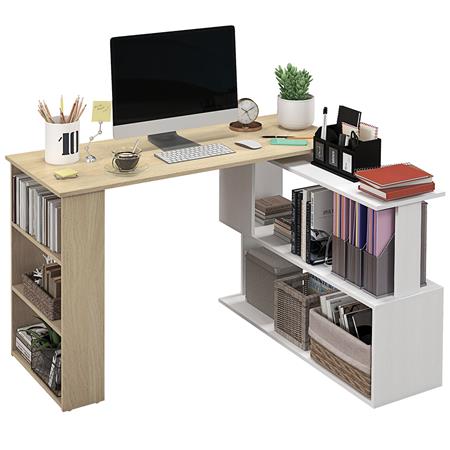 Scrivania di Design NOEMI, 3 combinazioni possibili, Legno Bianco e Rovere