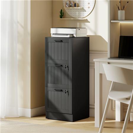 Cassettiera CAMY 3 CASSETTI, cm 40x40x101, in Legno, colore Nero