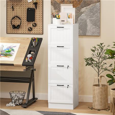 Cassettiera CAMY 4 CASSETTI, cm 40x40x131, in Legno, colore Bianco