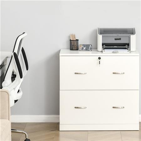 Cassettiera HERO, 2 Cassetti con Guide Metalliche, cm 77x42x72, in Legno, colore Bianco