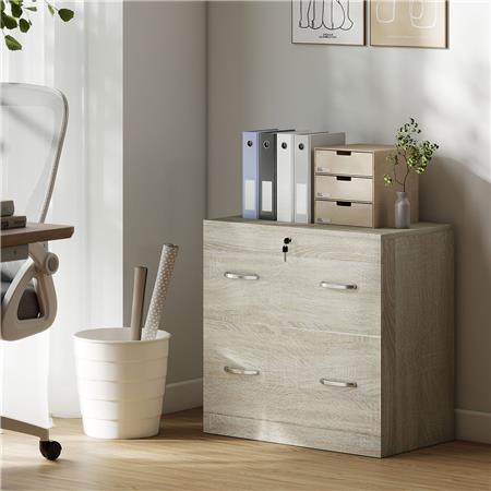 Cassettiera HERO, 2 Cassetti con Guide Metalliche, cm 77x42x72, in Legno, colore Rovere