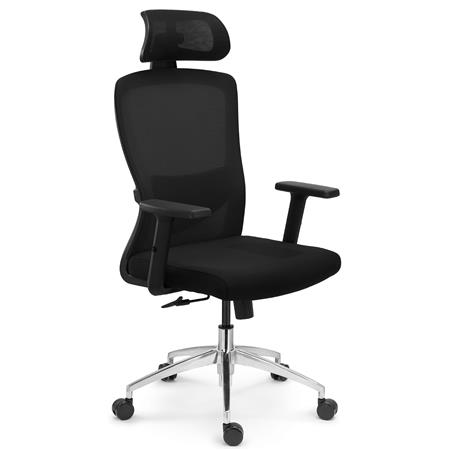 DEMO# Sedia Operativa NOTE MAX, Ergonomica, Supporto Lombare Regolabile, Base Metallica, Rete e Tessuto, Nero