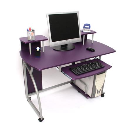 Scrivania per Computer OHIO PRO, Ripiano estraibile tastiera, Supporto PC, misure cm 115x55, colore Viola