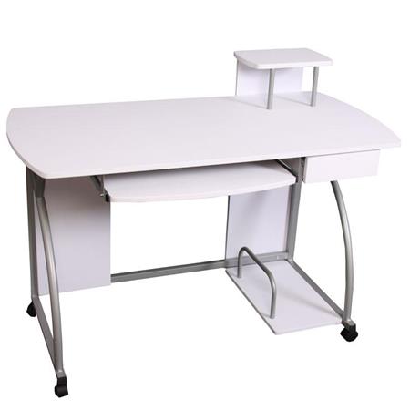 Scrivania per Computer OHIO PRO II, Ripiano estraibile tastiera, Supporto PC, misure cm 115x55, colore Bianco