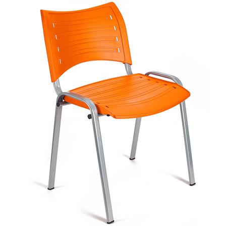 Sedia per Sala Attesa ELVA, Pratica e impilabile, Ottima qualità, colore Arancione e gambe Grigie