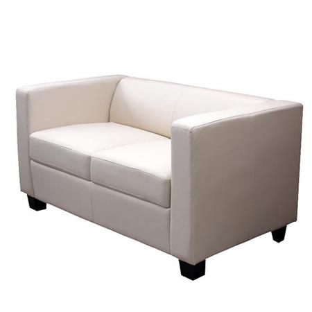 Divano a 2 posti BASILIO, Design Elegante, Grande Comfort, in Pelle color Crema