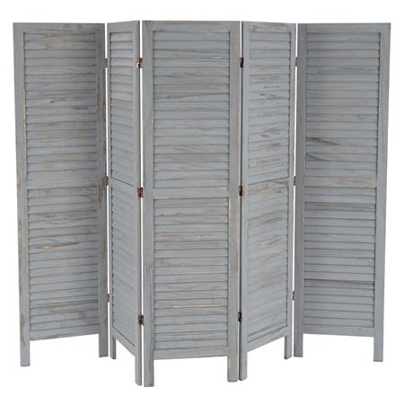 Paravento in Legno LEO, cm 170x228x2, Stile vintage, colore Grigio