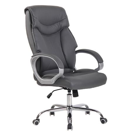 Poltrona per ufficio KIMI, Ampio schienale ergonomico, Imbottitura doppia, in Pelle color Grigio