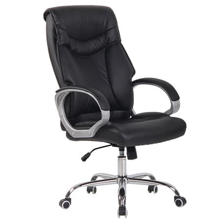 Poltrona per ufficio KIMI, Ampio schienale ergonomico, Imbottitura doppia, in Pelle color Nero
