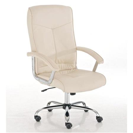 Sedia ufficio BARNI, Struttura in metallo, Robusta e comoda, Basculante, in Pelle color Crema