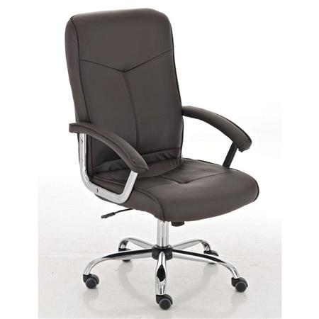 Sedia ufficio BARNI, Struttura in metallo, Robusta e comoda, Basculante, in Pelle colore Marrone