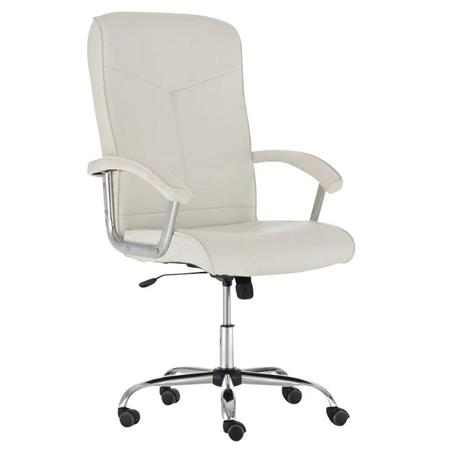 Sedia ufficio BARNI, Struttura in metallo, Robusta e comoda, Basculante, in Pelle colore Bianco
