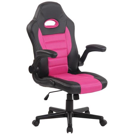 Sedia Gaming per PC modello LOTUS, Braccioli abbattibili, in Pelle e tessuto a rete traspirante, colore Rosa