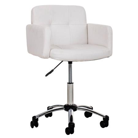 Sedia di Design PRAGA, Imbottitura spessa, Altezza regolabile, rivestita in Pelle colore Bianco
