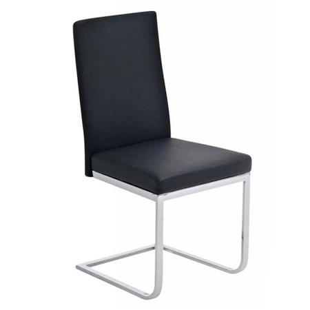 Sedia per Sala d'Attesa / Riunioni ASPE, in Metallo cromato, Comoda imbottitura, in Pelle colore Nero