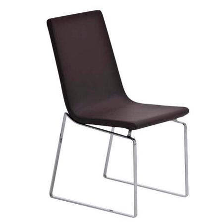 Sedia Sala Riunioni / Attesa VILLANOVA, Design lineare, Telaio in metallo, Seduta in Pelle colore Marrone