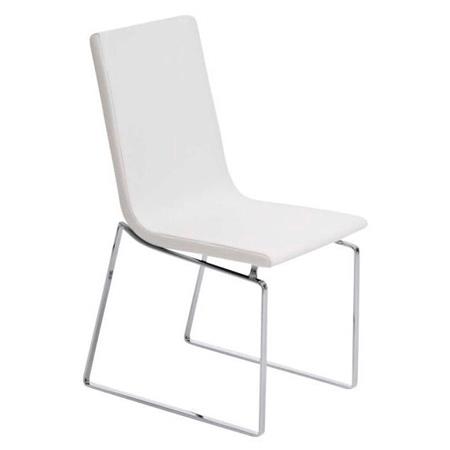 Sedia Sala Riunioni / Attesa VILLANOVA, Design lineare, Telaio in metallo, Seduta in Pelle colore Bianco