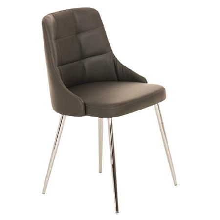 Sedia per Ospiti / Riunioni MAURO, Design esclusivo e grande comfort, Rivestita in Pelle in colore Grigio