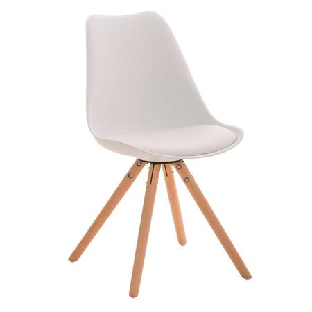 Sedia di Design per Ospiti ALMA, stile esclusivo, struttura in legno naturale e pelle in color Bianco
