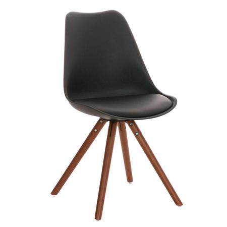 Sedia di Design per Ospiti ALMA NOCE, stile esclusivo, struttura in legno color noce e pelle in color Nero