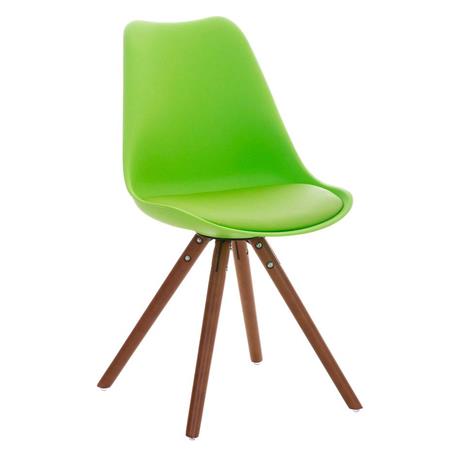 Sedia di Design per Ospiti ALMA NOCE, stile esclusivo, struttura in legno color noce e pelle in color Verde
