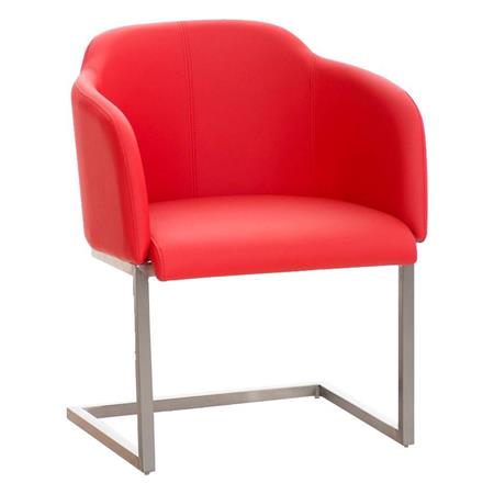 Poltrona di Design TOKIO PELLE, Struttura in acciaio, Comodo sedile imbottito, in Pelle colore Rosso