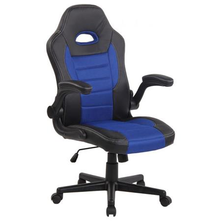Sedia Gaming per PC modello LOTUS, Braccioli abbattibili, in Pelle e tessuto a rete traspirante, colore Blu