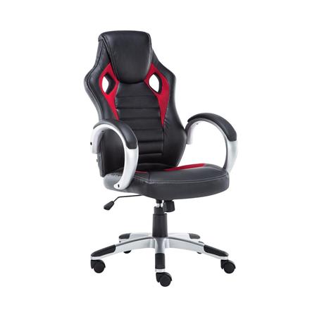 Poltrona Gaming ASCARI PRO, Design Sportivo e Grande Comodità, in Pelle e Tessuto, colore Nero e Rosso