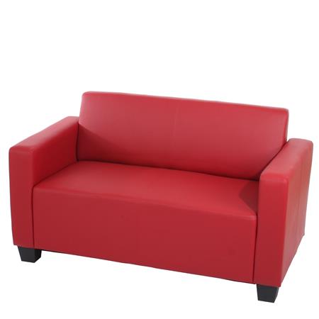 Divano a 2 posti RODDY, Grande comfort e Design moderno, Rivestito in Pelle, colore Rosso