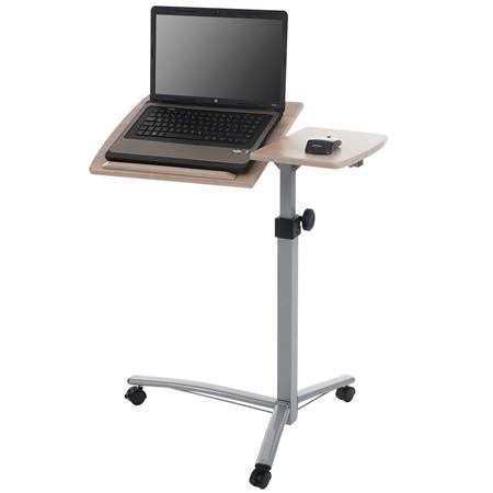 Tavolino / Leggio per Computer Portatile STAND, Altezza regolabile, Con Ruote, Ripiano in Legno color Pino