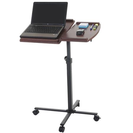 Tavolino / Leggio per Computer Portatile STAND TOP, Altezza regolabile, con Ruote, Ripiano in Legno color Noce