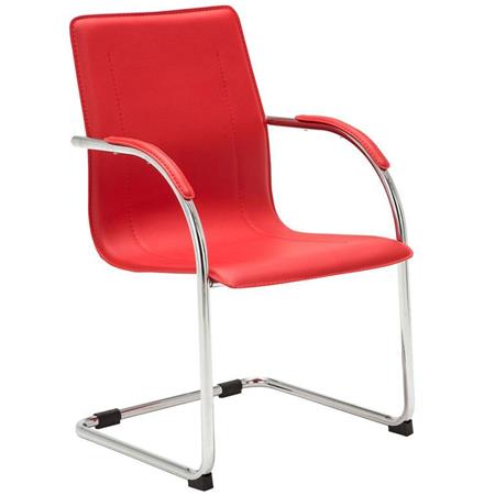 Sedia da Attesa o Riunioni FLAP, Struttura in metallo, Design elegante e moderno in Pelle, Rosso