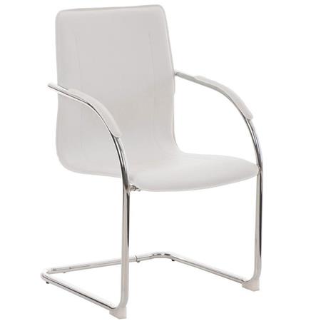 Sedia da Attesa o Riunioni FLAP, Struttura in metallo, Design elegante e moderno in Pelle, colore Bianco