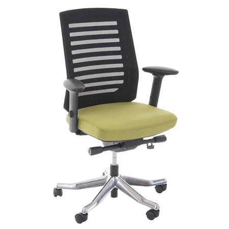 Sedia da Ufficio LIENA, Schienale Ergonomico, Base in Alluminio, in Tessuto e Rete, colore Verde