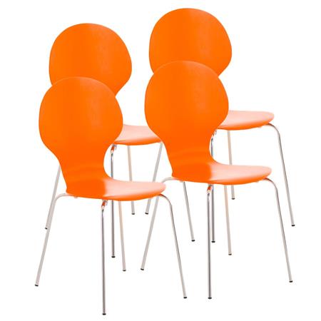 Lotto di 4 Sedie da Attesa / Ospiti CARVALLO, Struttura in metallo, Impilabili, colore Arancione