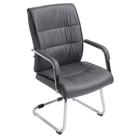 Sedia per Visite / Conferenza HIBERT, Schienale Oscillante, Comoda Imbottitura, in Pelle color Grigio