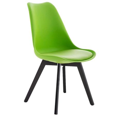 Sedia per Ospiti e Attesa BOSFORO, Stile rétro, Base in Legno, Seduta in Pelle colore Verde