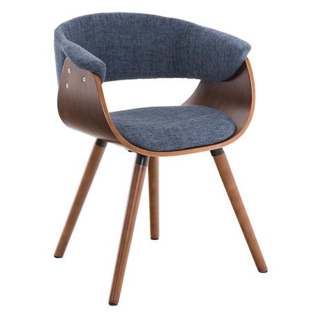 Sedia da Attesa / Ospiti MAPIR, Design moderno in Legno color Noce e Rivestimento in Tessuto Blu