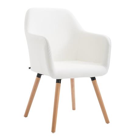 Sedia per Sala d'Attesa NIEBLA PELLE, Comoda imbottitura, Struttura e gambe in Legno, Seduta in Pelle, Bianco