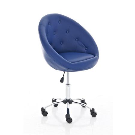 Sedia di design VIENNA, Spessa imbottitura, Struttura in metallo, in Pelle colore Blu